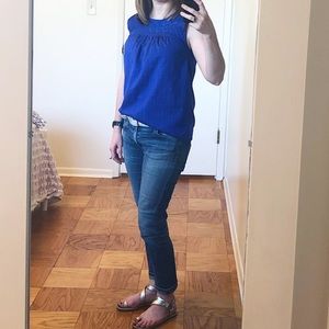 J. Crew sleeveless cotton blouse in cobalt, Sz 2P